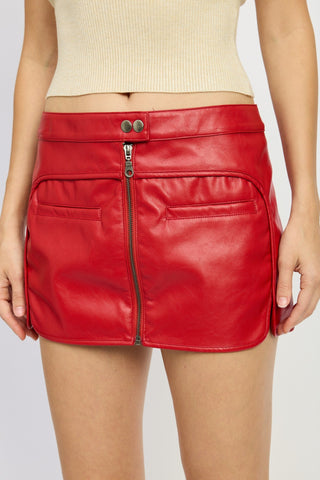 Faux Leather Mini Skirt with Front Zipper from Mini Skirts collection you can buy now from Fashion And Icon online shop