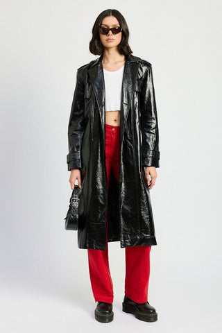 Faux Leather Trench Coat from Trench Coats collection you can buy now from Fashion And Icon online shop