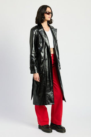 Faux Leather Trench Coat from Trench Coats collection you can buy now from Fashion And Icon online shop