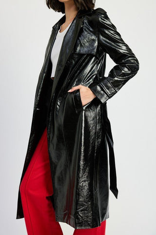 Faux Leather Trench Coat from Trench Coats collection you can buy now from Fashion And Icon online shop