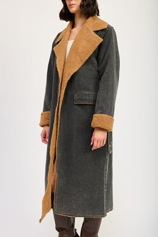 Faux Shearling Denim Coat from Coats & Jackets collection you can buy now from Fashion And Icon online shop