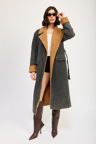 Faux Shearling Denim Coat from Coats & Jackets collection you can buy now from Fashion And Icon online shop