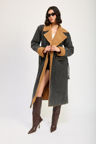 Faux Shearling Denim Coat from Coats & Jackets collection you can buy now from Fashion And Icon online shop