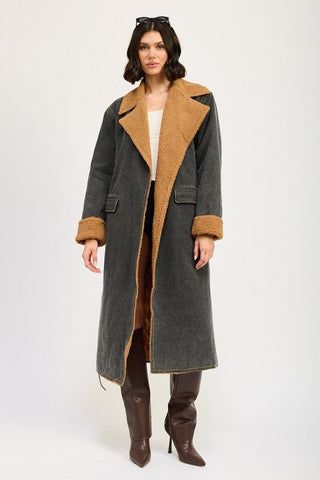 Faux Shearling Denim Coat from Coats & Jackets collection you can buy now from Fashion And Icon online shop