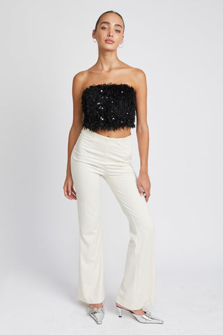 Feather Sequin Cropped Tube Top from Strapless Top collection you can buy now from Fashion And Icon online shop