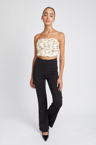 Feather Sequin Cropped Tube Top from Strapless Top collection you can buy now from Fashion And Icon online shop