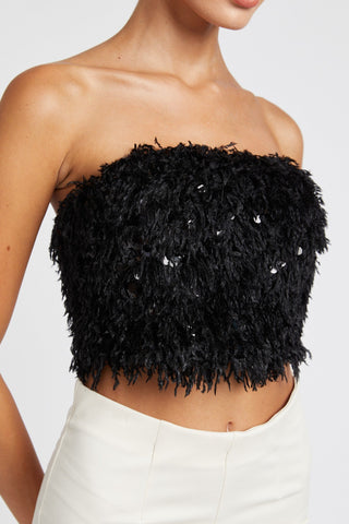 Feather Sequin Cropped Tube Top from Strapless Top collection you can buy now from Fashion And Icon online shop