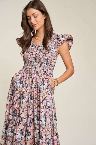 Floral Smocking Maxi Dress from Mixi Dress collection you can buy now from Fashion And Icon online shop