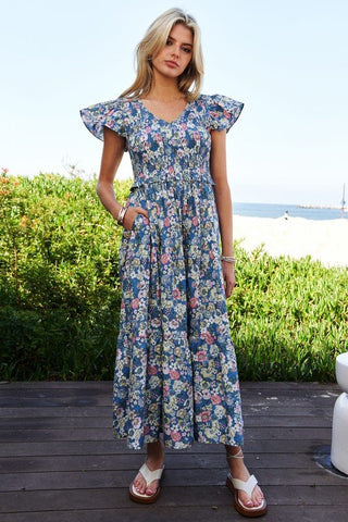 Floral Smocking Maxi Dress from Mixi Dress collection you can buy now from Fashion And Icon online shop