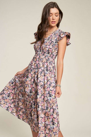 Floral Smocking Maxi Dress from Mixi Dress collection you can buy now from Fashion And Icon online shop