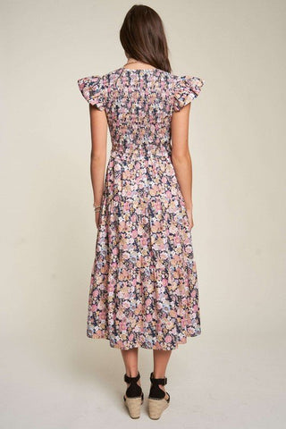 Floral Smocking Maxi Dress from Mixi Dress collection you can buy now from Fashion And Icon online shop