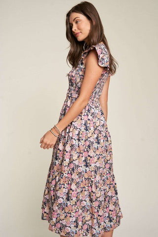 Floral Smocking Maxi Dress from Mixi Dress collection you can buy now from Fashion And Icon online shop