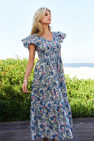 Floral Smocking Maxi Dress from Mixi Dress collection you can buy now from Fashion And Icon online shop