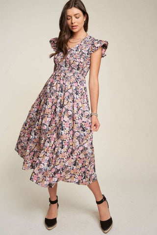 Floral Smocking Maxi Dress from Mixi Dress collection you can buy now from Fashion And Icon online shop