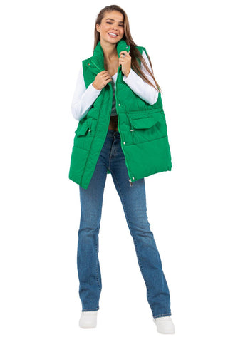 Green Long Line Puffer Vest from Vests collection you can buy now from Fashion And Icon online shop