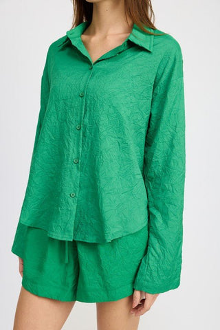 Green Oversized Button Down Shirt from Shirts collection you can buy now from Fashion And Icon online shop