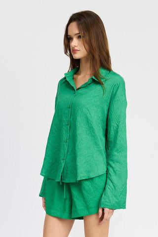 Green Oversized Button Down Shirt from Shirts collection you can buy now from Fashion And Icon online shop