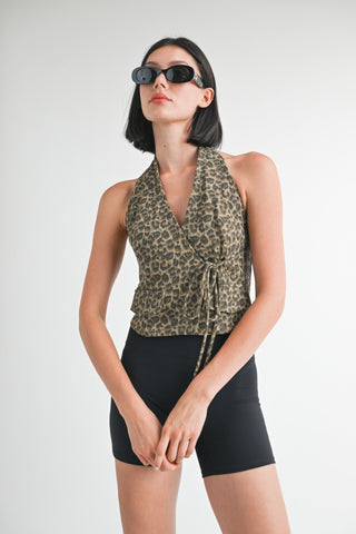 Halter Neck Leopard Print Top from Sleeveless Top collection you can buy now from Fashion And Icon online shop