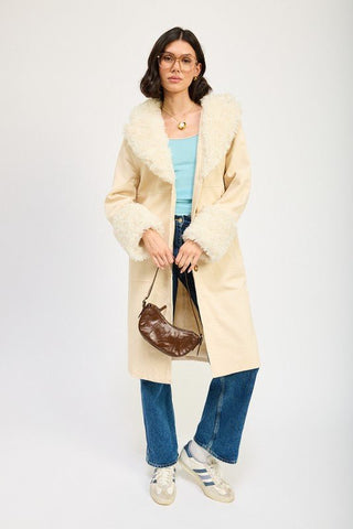 Ivory Corduroy Coat from Faux Fur Coat collection you can buy now from Fashion And Icon online shop