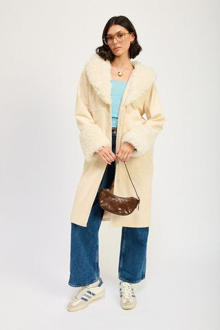 Ivory Corduroy Coat from Faux Fur Coat collection you can buy now from Fashion And Icon online shop