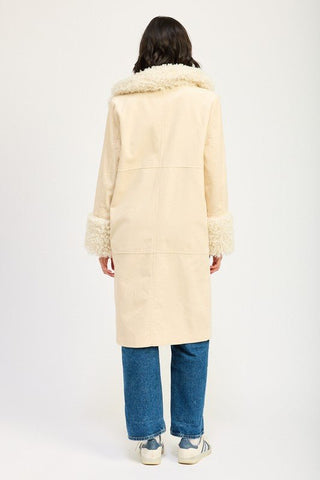 Ivory Corduroy Coat from Faux Fur Coat collection you can buy now from Fashion And Icon online shop