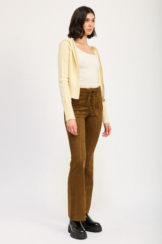 Lace Up Suede Flared Pants from Wide leg Pants collection you can buy now from Fashion And Icon online shop