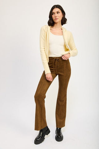 Lace Up Suede Flared Pants from Wide leg Pants collection you can buy now from Fashion And Icon online shop