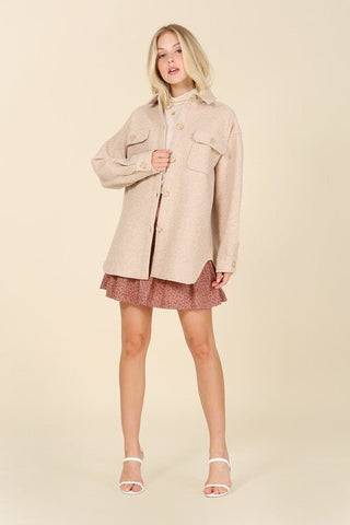 Light beige shacket with pockets from collection you can buy now from Fashion And Icon online shop