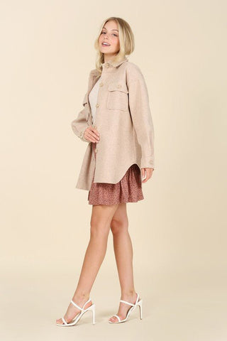 Light beige shacket with pockets from collection you can buy now from Fashion And Icon online shop