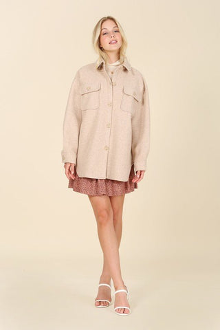 Light beige shacket with pockets from collection you can buy now from Fashion And Icon online shop