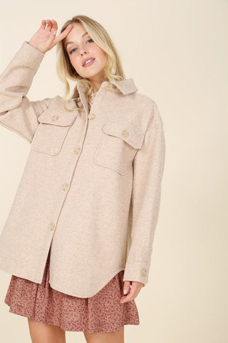 Light beige shacket with pockets from collection you can buy now from Fashion And Icon online shop