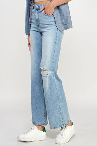 Light Blue Relaxed Fit Wide Leg Jeans from Wide leg Jeans collection you can buy now from Fashion And Icon online shop