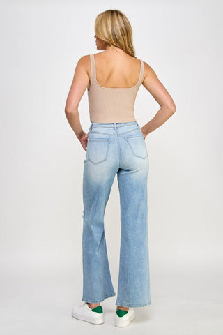 Light Blue Relaxed Fit Wide Leg Jeans from Wide leg Jeans collection you can buy now from Fashion And Icon online shop