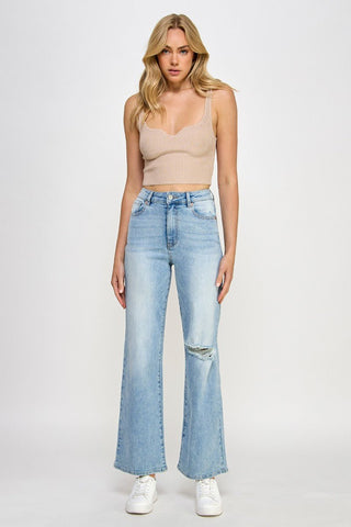 Light Blue Relaxed Fit Wide Leg Jeans from Wide leg Jeans collection you can buy now from Fashion And Icon online shop