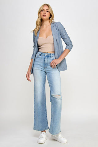 Light Blue Relaxed Fit Wide Leg Jeans from Wide leg Jeans collection you can buy now from Fashion And Icon online shop