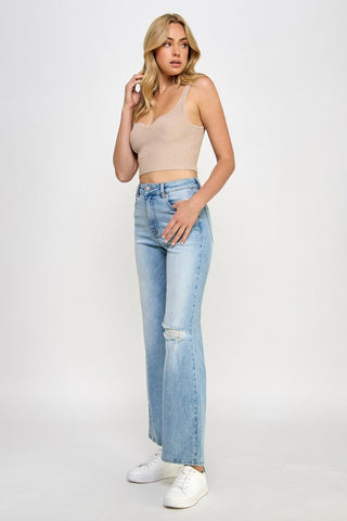 Light Blue Relaxed Fit Wide Leg Jeans from Wide leg Jeans collection you can buy now from Fashion And Icon online shop