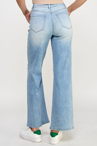 Light Blue Relaxed Fit Wide Leg Jeans from Wide leg Jeans collection you can buy now from Fashion And Icon online shop