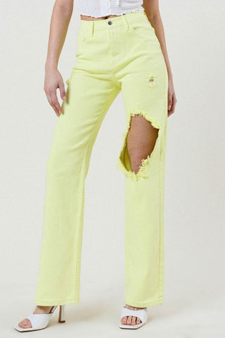 Lime High Waisted Distressed Jeans from Jeans collection you can buy now from Fashion And Icon online shop