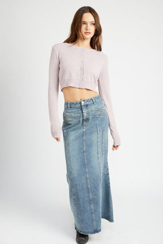 Long Flared Denim Skirt from Maxi Skirts collection you can buy now from Fashion And Icon online shop