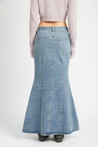 Long Flared Denim Skirt from Maxi Skirts collection you can buy now from Fashion And Icon online shop