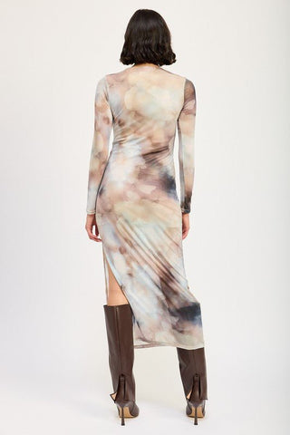 Long Sleeve Midi Dress With Side Slit from Midi Dresses collection you can buy now from Fashion And Icon online shop