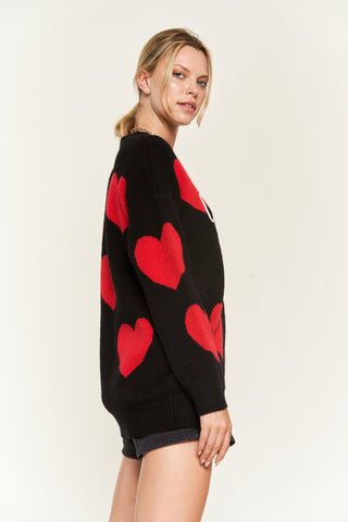 Long Sleeve Oversized Heart Print Sweater from Long Sleeve Top collection you can buy now from Fashion And Icon online shop