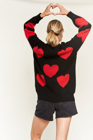 Long Sleeve Oversized Heart Print Sweater from Long Sleeve Top collection you can buy now from Fashion And Icon online shop