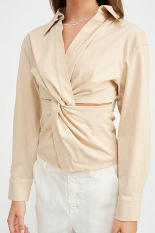 Long Sleeve Twist Front Top from collection you can buy now from Fashion And Icon online shop