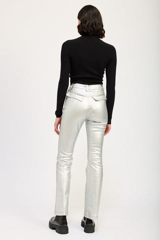 Metallic High Waisted Straight Leg Pants from Flare Pants collection you can buy now from Fashion And Icon online shop