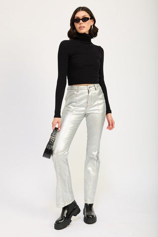 Metallic High Waisted Straight Leg Pants from Flare Pants collection you can buy now from Fashion And Icon online shop