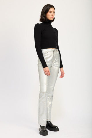 Metallic High Waisted Straight Leg Pants from Flare Pants collection you can buy now from Fashion And Icon online shop