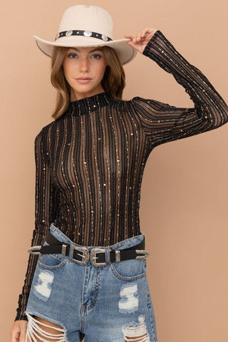 Metallic Sheer Top from Blouses collection you can buy now from Fashion And Icon online shop