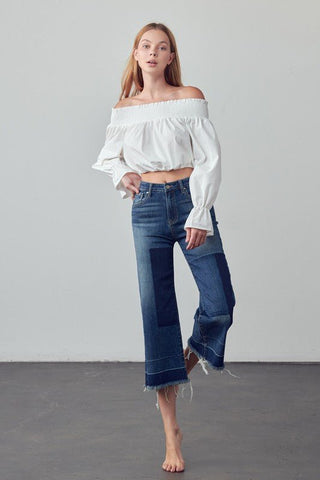 Mid Rise Crop Flare Jeans from collection you can buy now from Fashion And Icon online shop