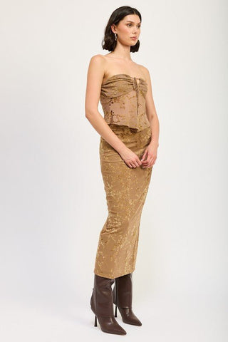 Mocha Pencil Skirt from Midi Skirts collection you can buy now from Fashion And Icon online shop